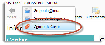 Acesso ao cadastro de Centro de Custo