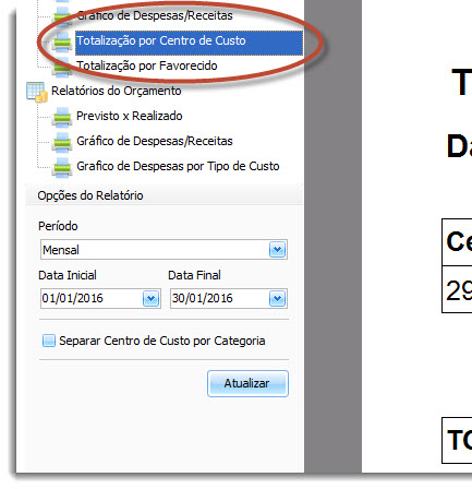 Relatorio Centro de Custo